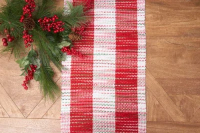 C & F Home C&f Home Christmas Woven Mã©lange Table Runner 14" X 72" In Red