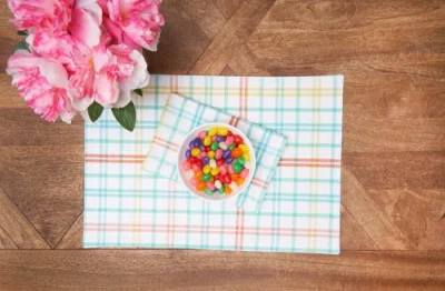 C & F Home C&f Home Easter Bunny Trail Plaid Cloth Napkin Springs Set Of 6 In Multi