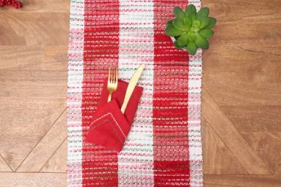 C & F Home C&f Home Christmas Woven Mã©lange Table Runner 14" X 72" In Red