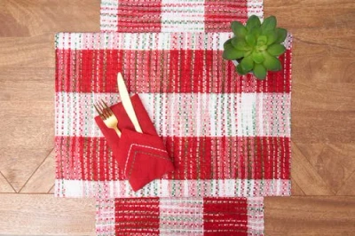 C & F Home C&f Home Christmas Woven Mã©lange Table Runner 14" X 72" In Red