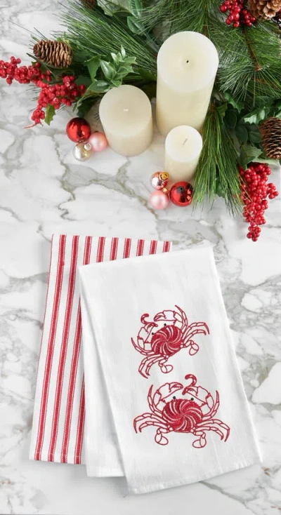 C & F Home C&f Home Peppermint Crabs Towel In Red