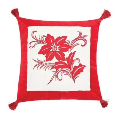 C & F Home C&f Home Winter Frost Poinsettia Quilted Pillow, 18" X 18" In Red