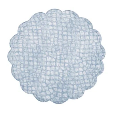 C & F Home C&f Home Shoreline Waters Scalloped Round Placemats Set Of 6 Nautical Design Coral, 17" In Blue