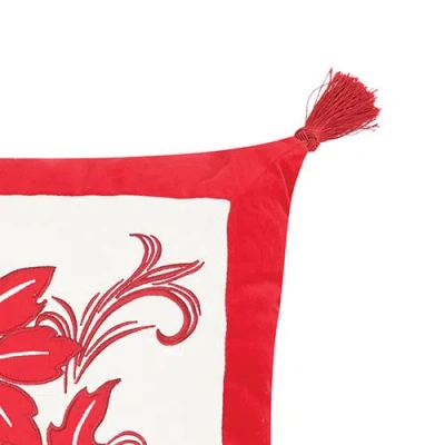 C & F Home C&f Home Winter Frost Poinsettia Quilted Pillow, 18" X 18" In Red