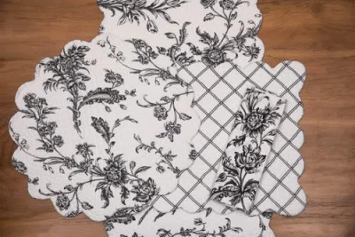 C & F Home C&f Home Bleighton Black Table Runner 14" X 51" In Gray