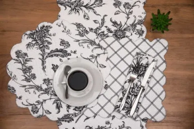 C & F Home C&f Home Bleighton Black Table Runner 14" X 51" In Gray