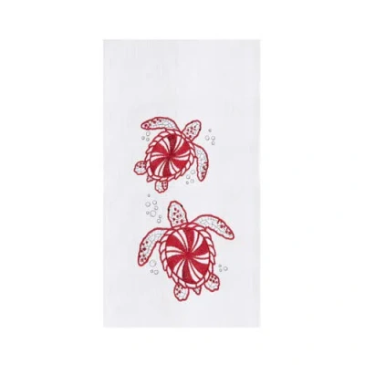 C & F Home C&f Home Peppermint Turtles Towel In Red