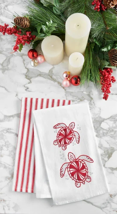 C & F Home C&f Home Peppermint Turtles Towel In Red
