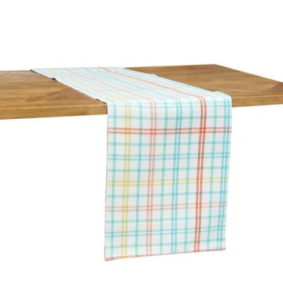 C & F Home C&f Home Easter Bunny Rabbit Trail Plaid Table Runner 13" X 72" In Blue