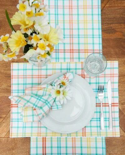 C & F Home C&f Home Easter Bunny Rabbit Trail Plaid Table Runner 13" X 72" In Blue