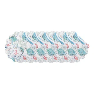 C & F Home C&f Home Sea Turtle Cove Round Placemats Set Of 6, 17" Decor In Blue
