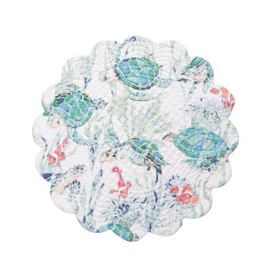 C & F Home C&f Home Sea Turtle Cove Round Placemats Set Of 6, 17" Decor In Blue