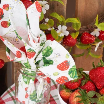 C & F Home C&f Home Strawberry Patch & Plaid Napkin Set Of 6 In Multi