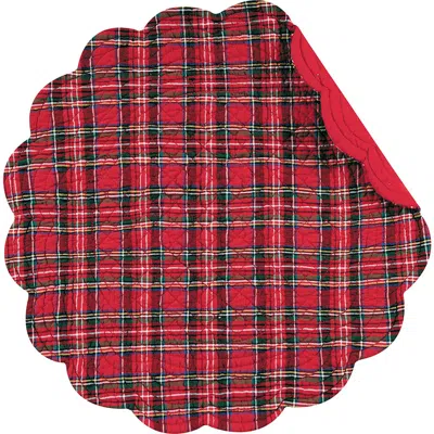 C & F Home C&f Home Red Plaid Cotton Quilted Round Reversible Placemats Set Of 6, 17" In Red