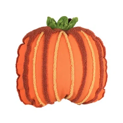 C & F Home C&f Home Botanical Pumpkin Shaped Hooked Accent Throw Pillow 18" X 18" In Orange