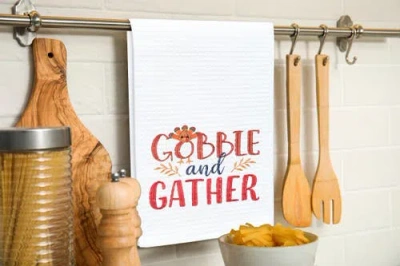 C & F Home C&f Home Gobble & Gather Embroidered & Waffle Weave Kitchen Towel In Multi