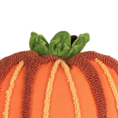 C & F Home C&f Home Botanical Pumpkin Shaped Hooked Accent Throw Pillow 18" X 18" In Orange