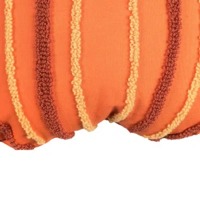 C & F Home C&f Home Botanical Pumpkin Shaped Hooked Accent Throw Pillow 18" X 18" In Orange