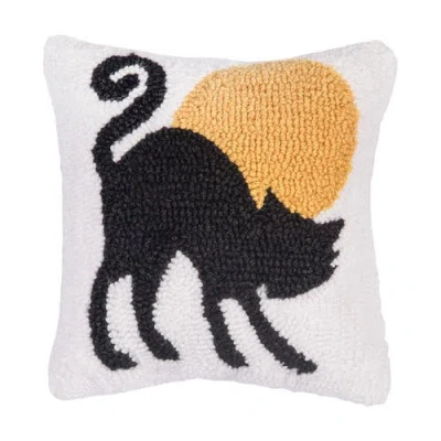 C & F Home C&f Home Black Cat Moonlight Mini Hooked Halloween Accent Pillow 10" X 10" In Black