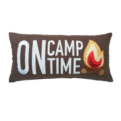 C & F Home C&f Home Campfire "on Camp Time" Embroidered Small/petite Accent Pillow, 10" X 20" In Brown