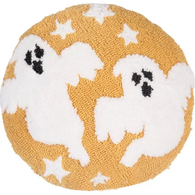 C & F Home C&f Home Ghost Duo Hooked Halloween Round Accent Pillow 16" X 16" In Yellow