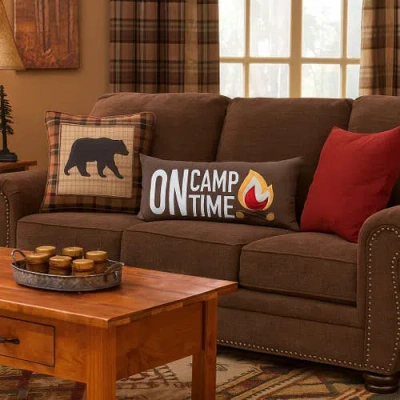 C & F Home C&f Home Campfire "on Camp Time" Embroidered Small/petite Accent Pillow, 10" X 20" In Brown