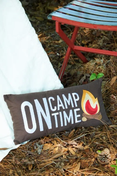C & F Home C&f Home Campfire "on Camp Time" Embroidered Small/petite Accent Pillow, 10" X 20" In Brown