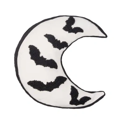 C & F Home C&f Home Bats Motifs On Moon Shaped Halloween Accent Throw Pillow 18" X 18" In Black