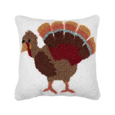 C & F Home C&f Home Small Turkey Feathers Design Accent Hooked Thanksgiving Throw Pillow, 12" X 12" In Multi