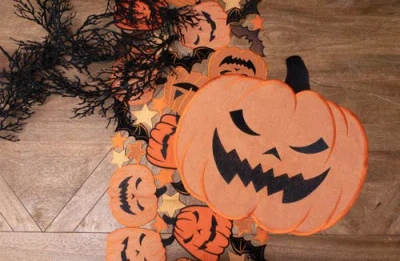 C & F Home C&f Home Jack O' Lantern Set Of 6 Round Halloween Placemats 17" In Brown