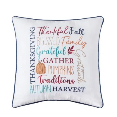 C & F Home C&f Home Fall Thankful Gather Blessed Font 100% Cotton Accent Throw Pillow 18" X 18" In Multi
