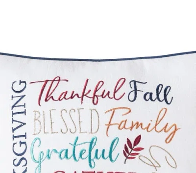C & F Home C&f Home Fall Thankful Gather Blessed Font 100% Cotton Accent Throw Pillow 18" X 18" In Multi