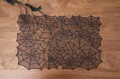C & F Home C&f Home Spider Web Set Of 6 Rectangle Halloween Translucent Placemats 14" X 20" In Black
