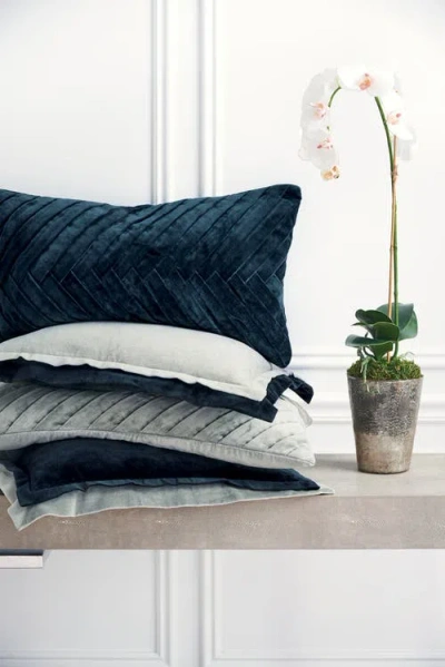 Elisabeth York Sancia Solid Ink Blue With Trim Velvet Decor Throw Pillow, 20" X 20" Cover And Insert In Blue