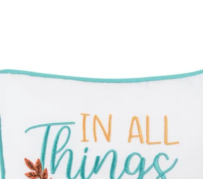 C & F Home C&f Home Thanksgiving "in All Give Thanks" Wheat Flowers Accent Small/petite Accent Pillow, 10" X 10 In Blue