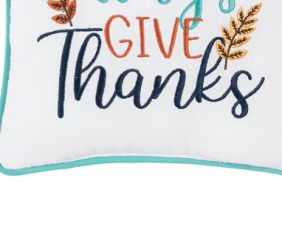 C & F Home C&f Home Thanksgiving "in All Give Thanks" Wheat Flowers Accent Small/petite Accent Pillow, 10" X 10 In Blue