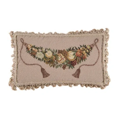 C & F Home C&f Home Melons & Grapes Petit Point Wool Blend Accent Pillow In Brown