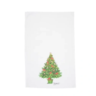 C & F Home C&f Home Cardinal Yuletide Tree Printed Cotton Flour Sack Kitchen Towel In White