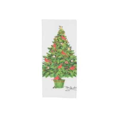 C & F Home C&f Home Cardinal Yuletide Tree Printed Cotton Flour Sack Kitchen Towel In White