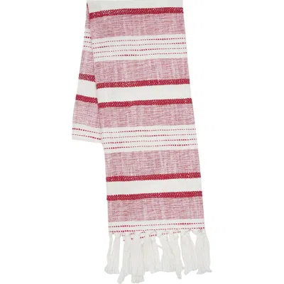 Carol & Frank Benn Ruby Tassel Christmas Embroidered Cotton Waffle Weave Dishtowel In Red