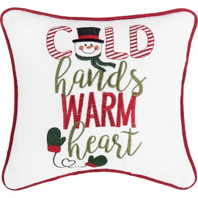 C & F Home C&f Home Snowman "cold Hands Warm Heart" Embroidered Accent Pillow, 10" X 10" In Multi
