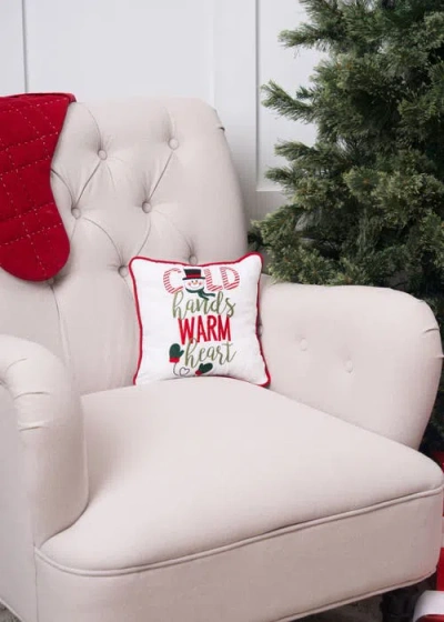 C & F Home C&f Home Snowman "cold Hands Warm Heart" Embroidered Accent Pillow, 10" X 10" In Multi