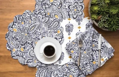 C & F Home C&f Home Serena Round Placemats Set Of 6, 17" In Blue