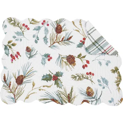 C & F Home C&f Home Edith Quilted Reversible Holly Botanical Placemats Set Of 6, 13" X 19" In Multi