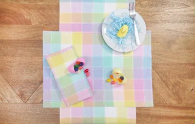 C & F Home C&f Home Hana Color Block Plaid Table Runner 13" X 72" In Pink