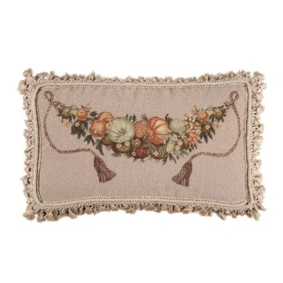 C & F Home C&f Home Pumpkins & Fruit Petit Point Wool Blend Accent Pillow In Brown