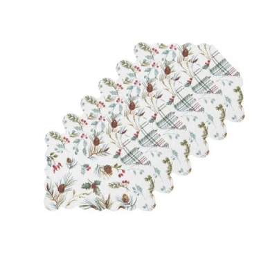 C & F Home C&f Home Edith Quilted Reversible Holly Botanical Placemats Set Of 6, 13" X 19" In Multi