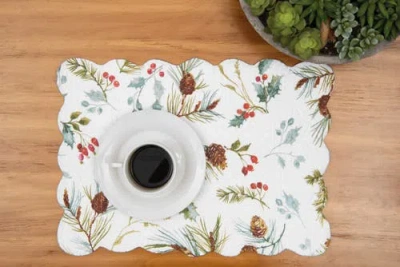 C & F Home C&f Home Edith Quilted Reversible Holly Botanical Placemats Set Of 6, 13" X 19" In Multi