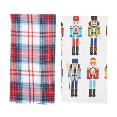 C & F Home C&f Home Nutcracker Plaid Printed & Woven Kitchen Towel Set Of 2 In Multi