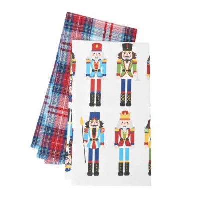 C & F Home C&f Home Nutcracker Plaid Printed & Woven Kitchen Towel Set Of 2 In Multi